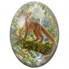 Cabochon en Verre Illustré Fossa dans la Forêt Tropicale 13x18, 18x25 ou 30x40mm - Pour la Création de Bijoux Fantaisie - DIY