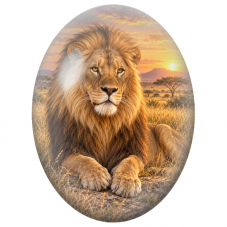 Cabochon en Verre Illustré Lion Majestueux au Crépuscule 13x18, 18x25 ou 30x40mm - Pour la Création de Bijoux Fantaisie - DIY