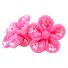 4 Perles Fleurs Roses en Pâte Polymère Fimo 20mm pour la Création de Bijoux Fantaisie - DIY