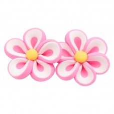5 Perles Fleurs Roses en Pâte Polymère Fimo 20mm pour la Création de Bijoux Fantaisie - DIY