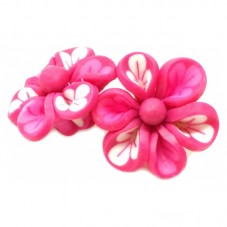 4 Perles Fleurs Fuchsia en Pâte Polymère Fimo 20mm pour la Création de Bijoux Fantaisie - DIY