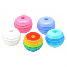 10 Perles Rondes Rayées Multicolores en Acrylique 8mm pour la Création de Bijoux Fantaisie - DIY