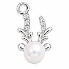 Breloque Renne de Noël en Métal Argenté et Strass 22x14mm pour la Création de Bijoux Fantaisie - DIY