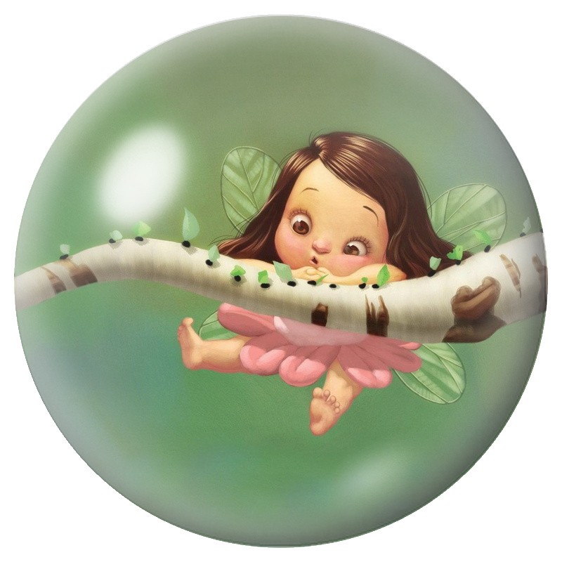 Cabochon en Verre Illustré Petite Fée sur une Branche 12 à 25mm