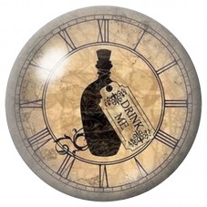 Cabochon en Verre Illustré Fiole Drink Me et Horloge 12 à 25mm pour la Création de Bijoux Fantaisie - DIY