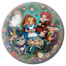 Cabochon en Verre Illustré Goûter Fleuri d’Alice et la Reine de Cœur 12 à 25mm pour la Création de Bijoux Fantaisie - DIY