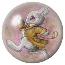 Cabochon en Verre Illustré Lapin Blanc à l'Écharpe Dorée 12 à 25mm pour la Création de Bijoux Fantaisie - DIY