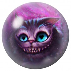 Cabochon en Verre Illustré Chat du Cheshire Violet 12 à 25mm pour la Création de Bijoux Fantaisie - DIY