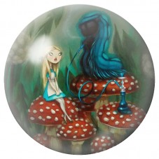 Cabochon en Verre Illustré Alice et la Chenille aux Champignons 12 à 25mm pour la Création de Bijoux Fantaisie - DIY