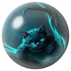 Cabochon en Verre Illustré Chat du Cheshire Turquoise Sombre 12 à 25mm pour la Création de Bijoux Fantaisie - DIY