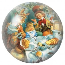 Cabochon en Verre Illustré Grand Goûter d’Alice 12 à 25mm pour la Création de Bijoux Fantaisie - DIY