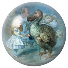 Cabochon en Verre Illustré Alice et le Dodo Vintage 12 à 25mm pour la Création de Bijoux Fantaisie - DIY