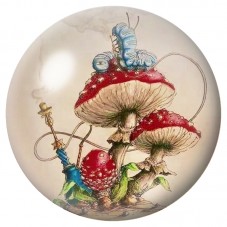 Cabochon en Verre Illustré Chenille Bleue aux Champignons Rouges 12 à 25mm pour la Création de Bijoux Fantaisie - DIY