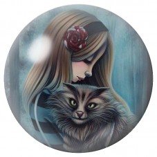 Cabochon en Verre Illustré Alice Gothique et Chat du Cheshire 12 à 25mm pour la Création de Bijoux Fantaisie - DIY