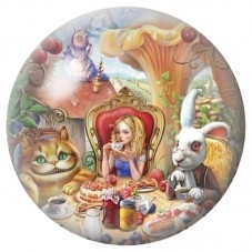 Cabochon en Verre Illustré Alice au Trône du Goûter 12 à 25mm pour la Création de Bijoux Fantaisie - DIY