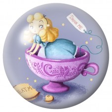 Cabochon en Verre Illustré Alice dans une Tasse Rose 12 à 25mm pour la Création de Bijoux Fantaisie - DIY