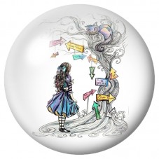 Cabochon en Verre Illustré Alice et les Livres Envolés 12 à 25mm pour la Création de Bijoux Fantaisie - DIY