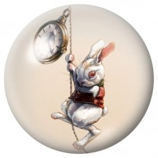 Cabochon en Verre Illustré Lapin Blanc Suspendu à sa Montre 12 à 25mm pour la Création de Bijoux Fantaisie - DIY