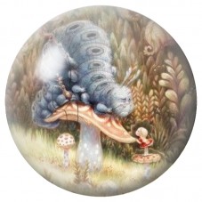 Cabochon en Verre Illustré Chenille Bleue sur Champignon 12 à 25mm pour la Création de Bijoux Fantaisie - DIY