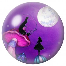 Cabochon en Verre Illustré Alice et la Chenille au Clair de Lune 12 à 25mm pour la Création de Bijoux Fantaisie - DIY