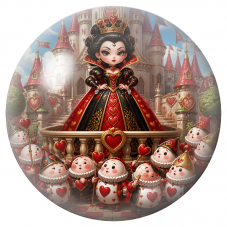 Cabochon en Verre Illustré Reine de Cœur et ses Gardes devant le Château 12 à 25mm pour la Création de Bijoux Fantaisie - DIY
