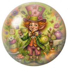Cabochon en Verre Illustré Chapelier Patchwork au Thé Fleuri 12 à 25mm pour la Création de Bijoux Fantaisie - DIY