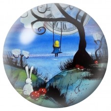 Cabochon en Verre Illustré Alice dans le Paysage Bleu 12 à 25mm pour la Création de Bijoux Fantaisie - DIY