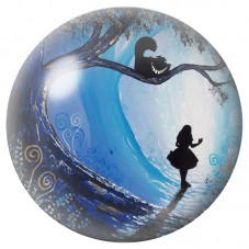 Cabochon en Verre Illustré Alice sous l'Arbre Bleu 12 à 25mm pour la Création de Bijoux Fantaisie - DIY