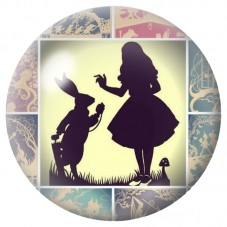 Cabochon en Verre Illustré Alice et le Lapin en Silhouette 12 à 25mm pour la Création de Bijoux Fantaisie - DIY
