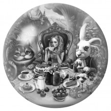 Cabochon en Verre Illustré Thé d'Alice en Noir et Blanc 12 à 25mm pour la Création de Bijoux Fantaisie - DIY