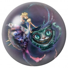 Cabochon en Verre Illustré Alice et Chat du Cheshire en Voyage 12 à 25mm pour la Création de Bijoux Fantaisie - DIY