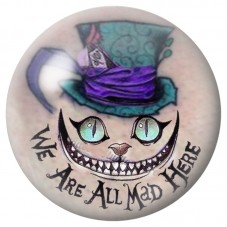 Cabochon en Verre Illustré Chat du Cheshire au Chapeau Violet 12 à 25mm pour la Création de Bijoux Fantaisie - DIY
