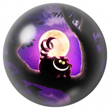 Cabochon en Verre Illustré Chat du Cheshire sous la Pleine Lune Violette 12 à 25mm pour la Création de Bijoux Fantaisie - DIY