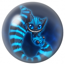 Cabochon en Verre Illustré Chat du Cheshire Bleu Lumineux 12 à 25mm pour la Création de Bijoux Fantaisie - DIY