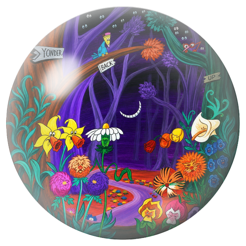 Cabochon en Verre Illustré Forêt Fantastique aux Fleurs Bavardes 12 à 25mm