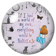 Cabochon en Verre Illustré Alice et le Monde de ses Rêves 12 à 25mm pour la Création de Bijoux Fantaisie - DIY