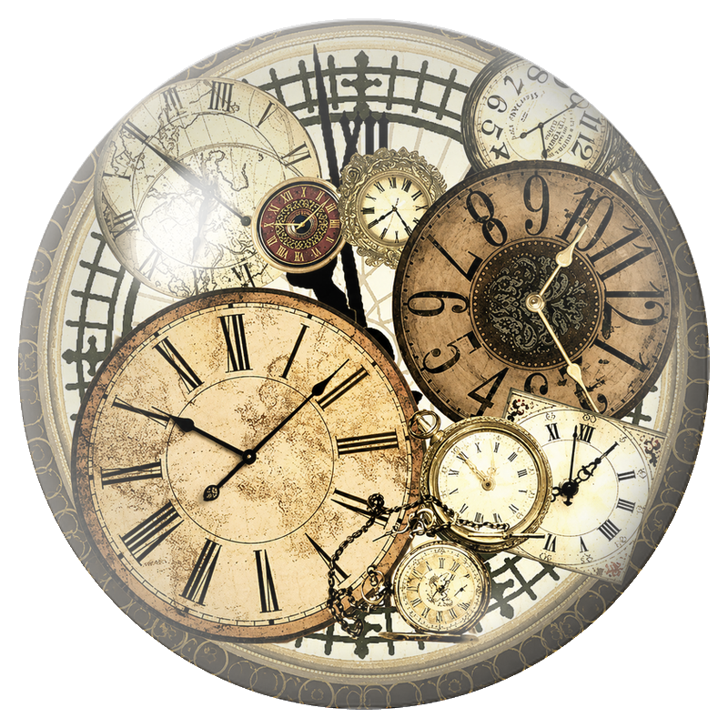 Cabochon en Verre Illustré Tourbillon d’Horloges Anciennes 12 à 25mm