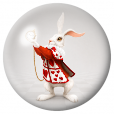 Cabochon en Verre Illustré Lapin Blanc à la Montre de Poche 12 à 25mm pour la Création de Bijoux Fantaisie - DIY
