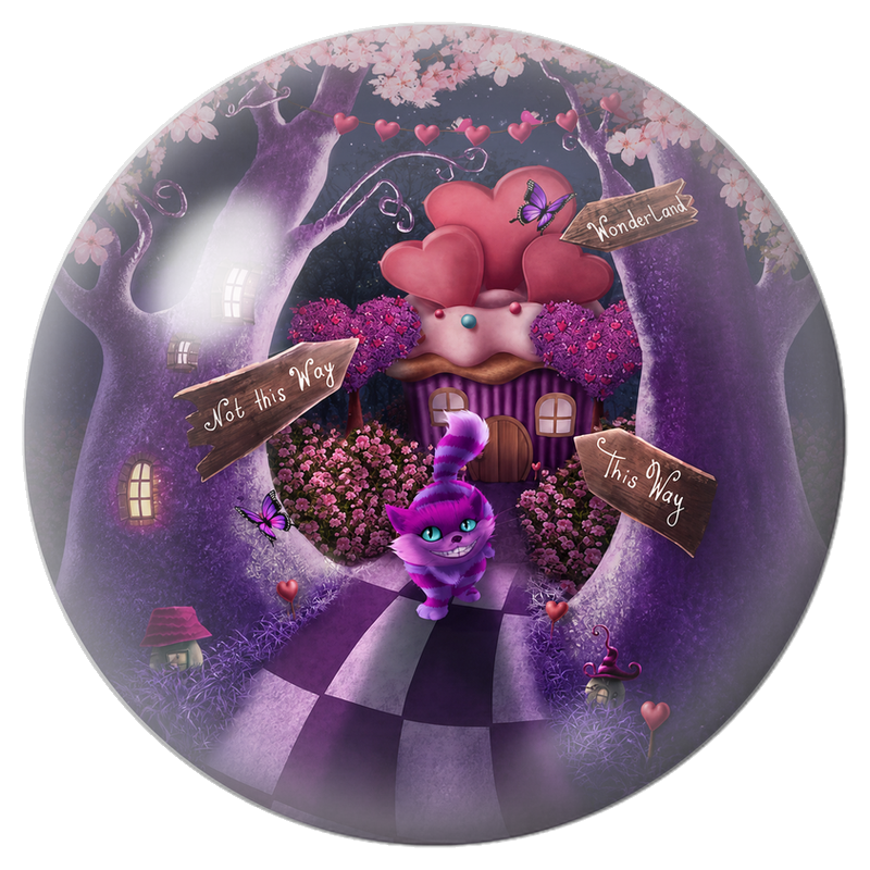 Cabochon en Verre Illustré Chat du Cheshire sur le Chemin de Wonderland 12 à 25mm