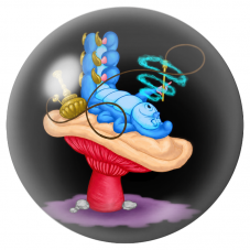 Cabochon en Verre Illustré Chenille Bleue au Narguilé 12 à 25mm pour la Création de Bijoux Fantaisie - DIY