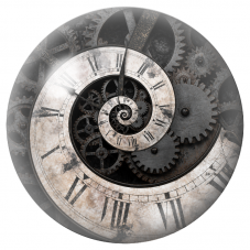 Cabochon en Verre Illustré Horloge Spirale aux Rouages Noirs 12 à 25mm pour la Création de Bijoux Fantaisie - DIY