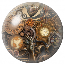 Cabochon en Verre Illustré Cabinet Steampunk aux Horloges 12 à 25mm pour la Création de Bijoux Fantaisie - DIY