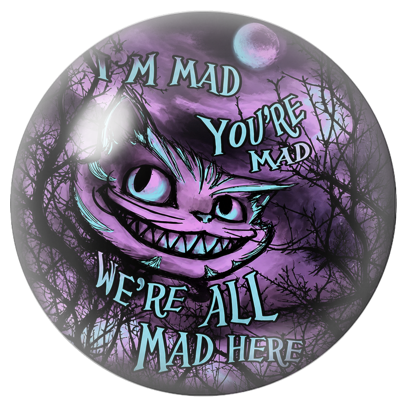 Cabochon en Verre Illustré Chat du Cheshire dans la Forêt des Fous 12 à 25mm