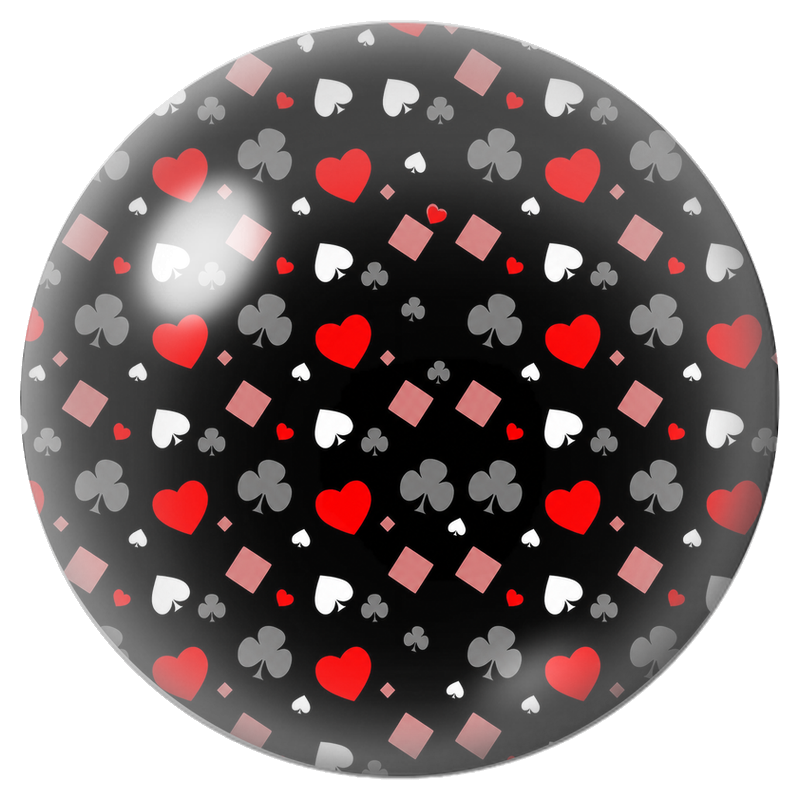 Cabochon en Verre Illustré Symboles de Cartes sur Fond Noir 12 à 25mm