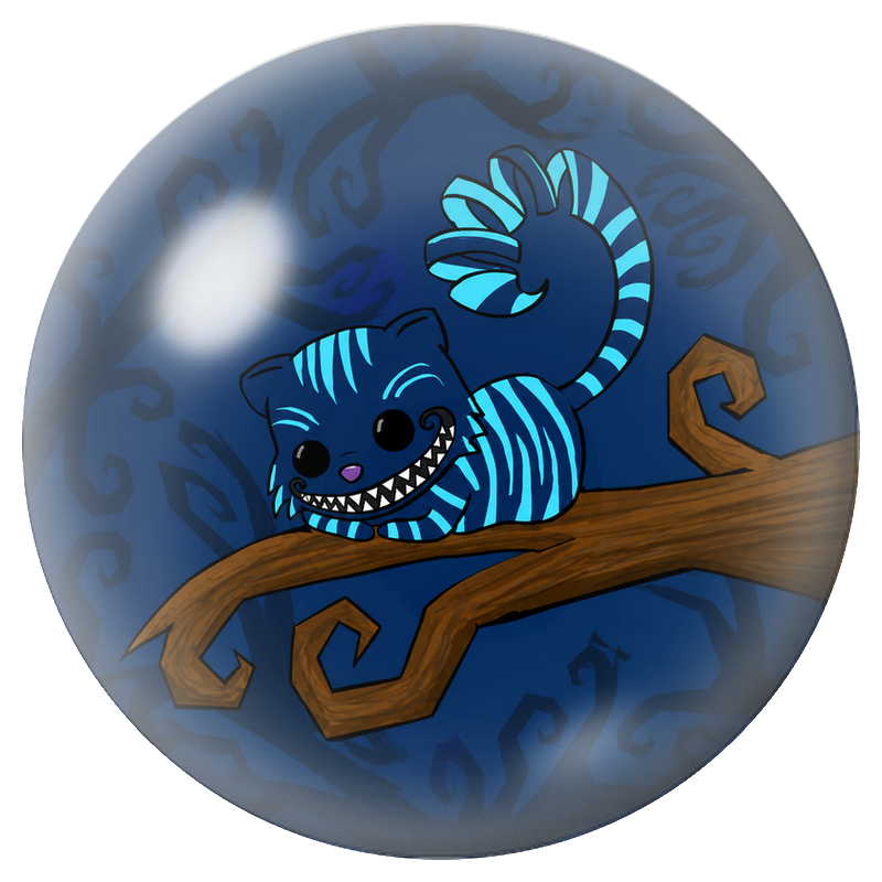 Cabochon en Verre Illustré Chat du Cheshire Bleu sur une Branche 12 à 25mm