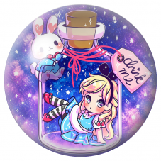Cabochon en Verre Illustré Alice et le Lapin Blanc dans une Fiole 12 à 25mm pour la Création de Bijoux Fantaisie - DIY