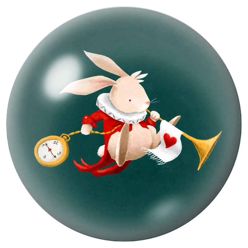 Cabochon en Verre Illustré Lapin Blanc Trompettiste à la Montre 12 à 25mm