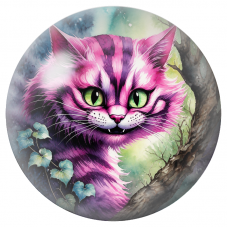 Cabochon en Verre Illustré Chat du Cheshire Rose dans l’Arbre 12 à 25mm pour la Création de Bijoux Fantaisie - DIY
