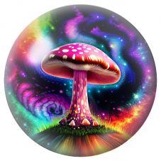 Cabochon en Verre Illustré Champignon Cosmique Arc-en-Ciel 12 à 25mm pour la Création de Bijoux Fantaisie - DIY