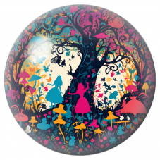 Cabochon en Verre Illustré Silhouettes d’Alice dans la Forêt Colorée 12 à 25mm pour la Création de Bijoux Fantaisie - DIY